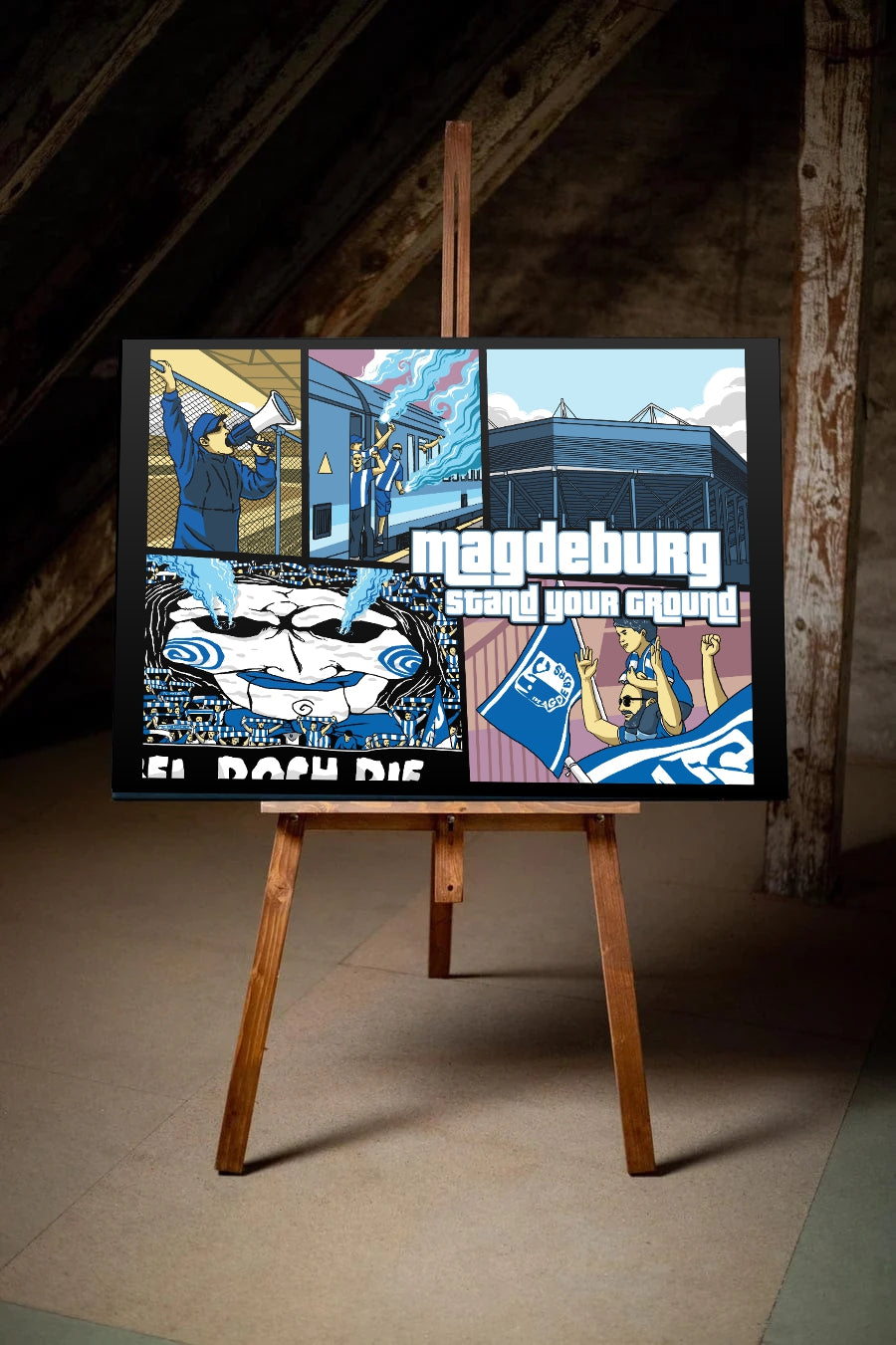 Limitierte Magdeburg Kunstleinwand "Stand your Ground"