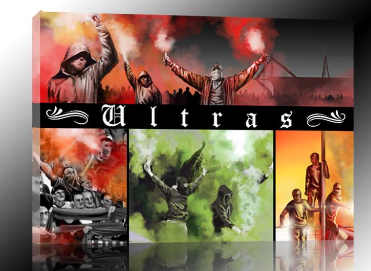 Ultras Pyro - Collage auf Leinwand