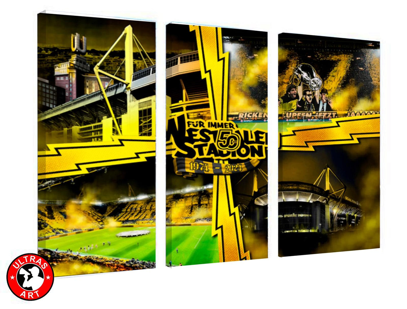 Limitiertes Dortmund Leinwandset "50 Jahre WS" (3x80x40 cm)