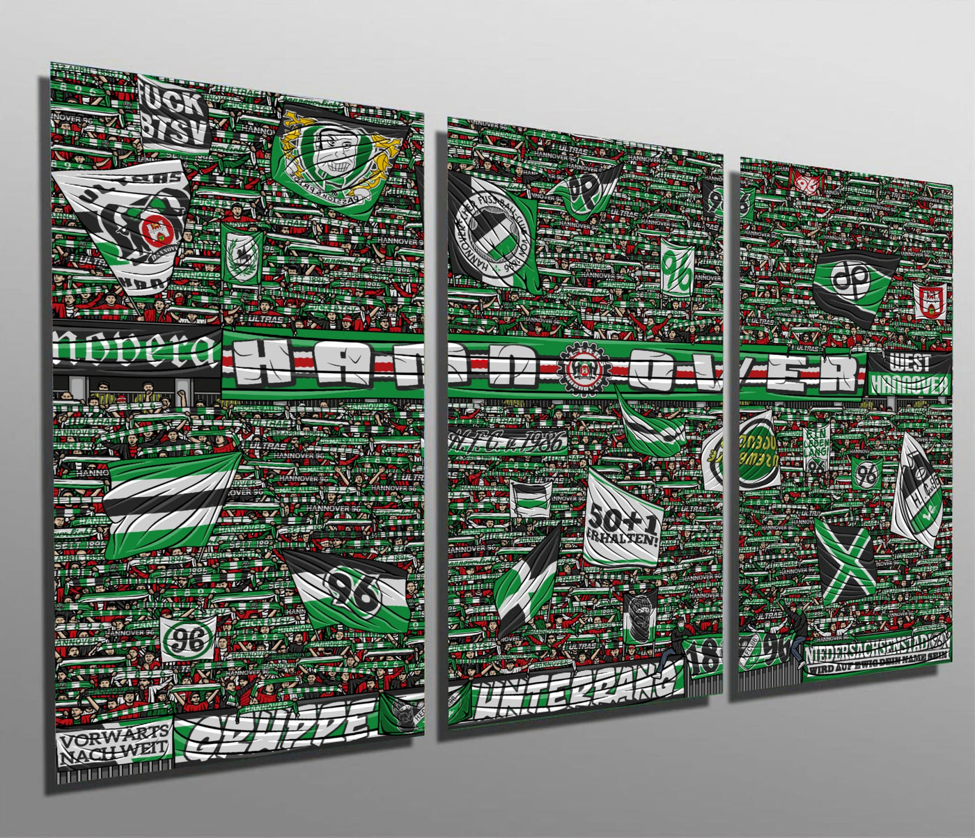 Dreiteiliges Hannover Leinwandset "Ultras" (Limitierte Sonderedition)