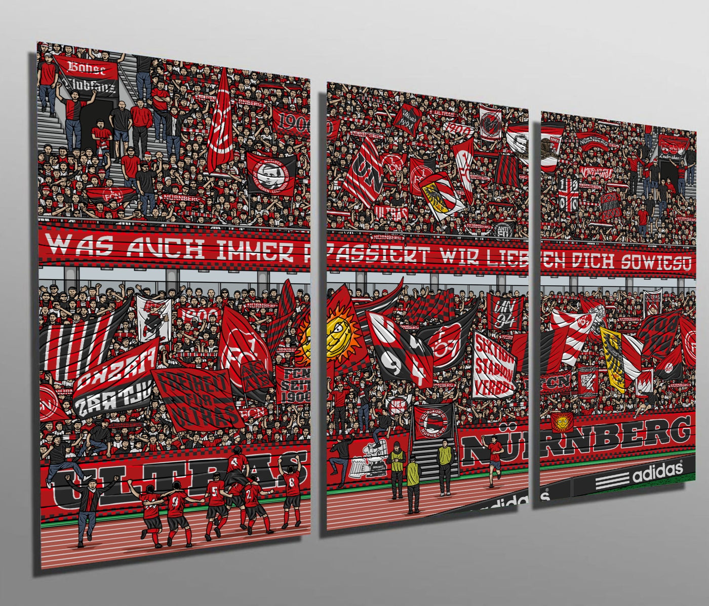 Dreiteiliges Nürnberg Leinwandset "Ultras" (Nur 10 Exemplare)