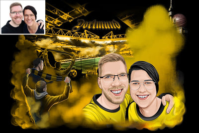 Dein digital gezeichnetes Dortmund Portrait auf Leinwand (Supporter Hintergrund)
