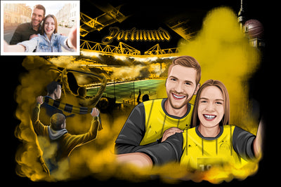 Dein digital gezeichnetes Dortmund Portrait auf Leinwand (Supporter Hintergrund)