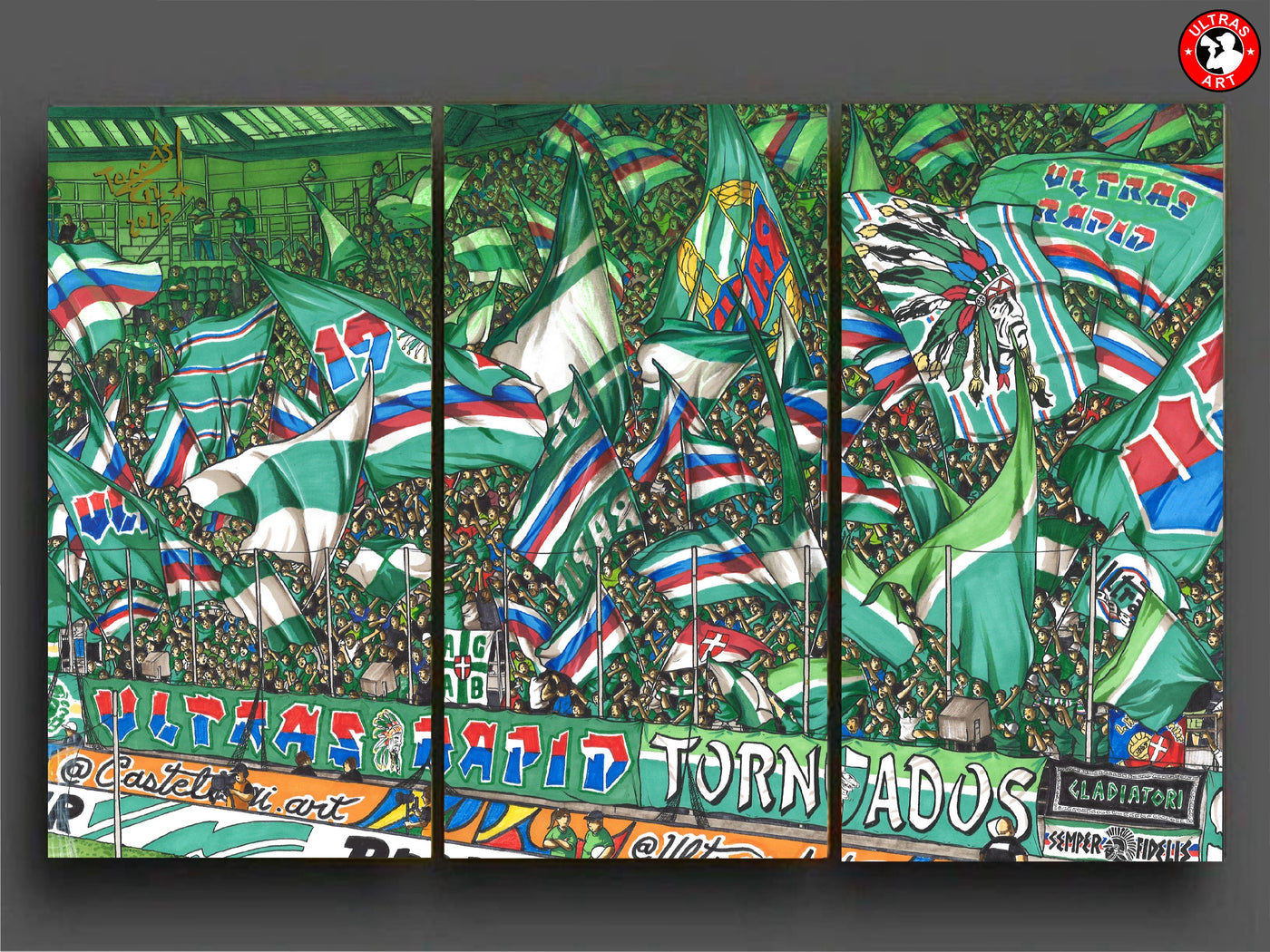 Rapid Leinwand-Dreiteiler "Ultras"