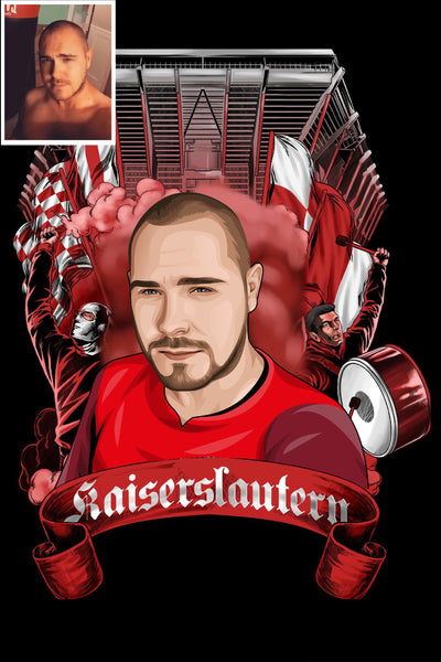 Dein digital gezeichnetes Kaiserslautern Portrait auf Leinwand oder als Druckdatei (Hintergrund Teufel)