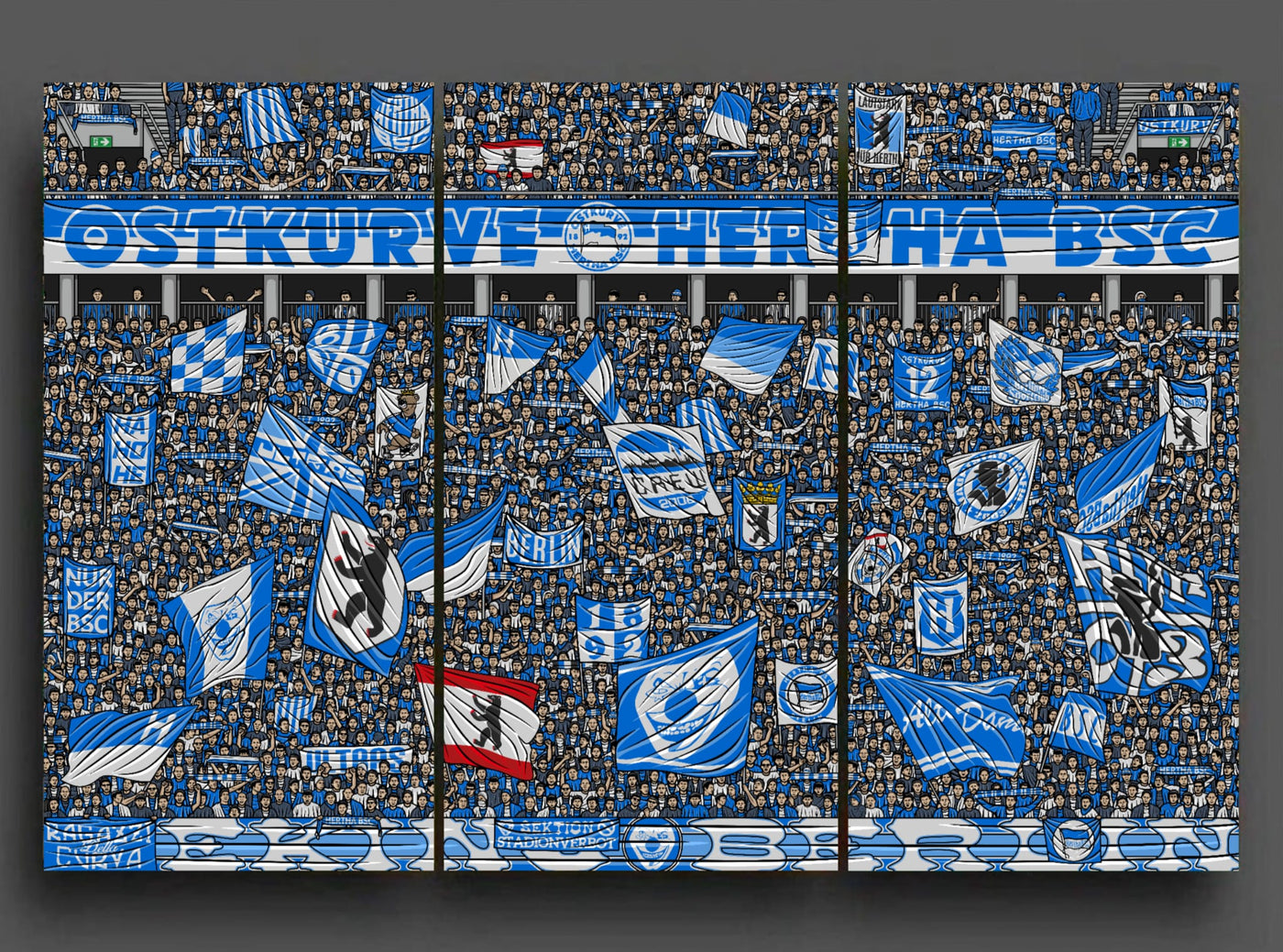 Dreiteilges Leinwandset "Ultras Berlin"