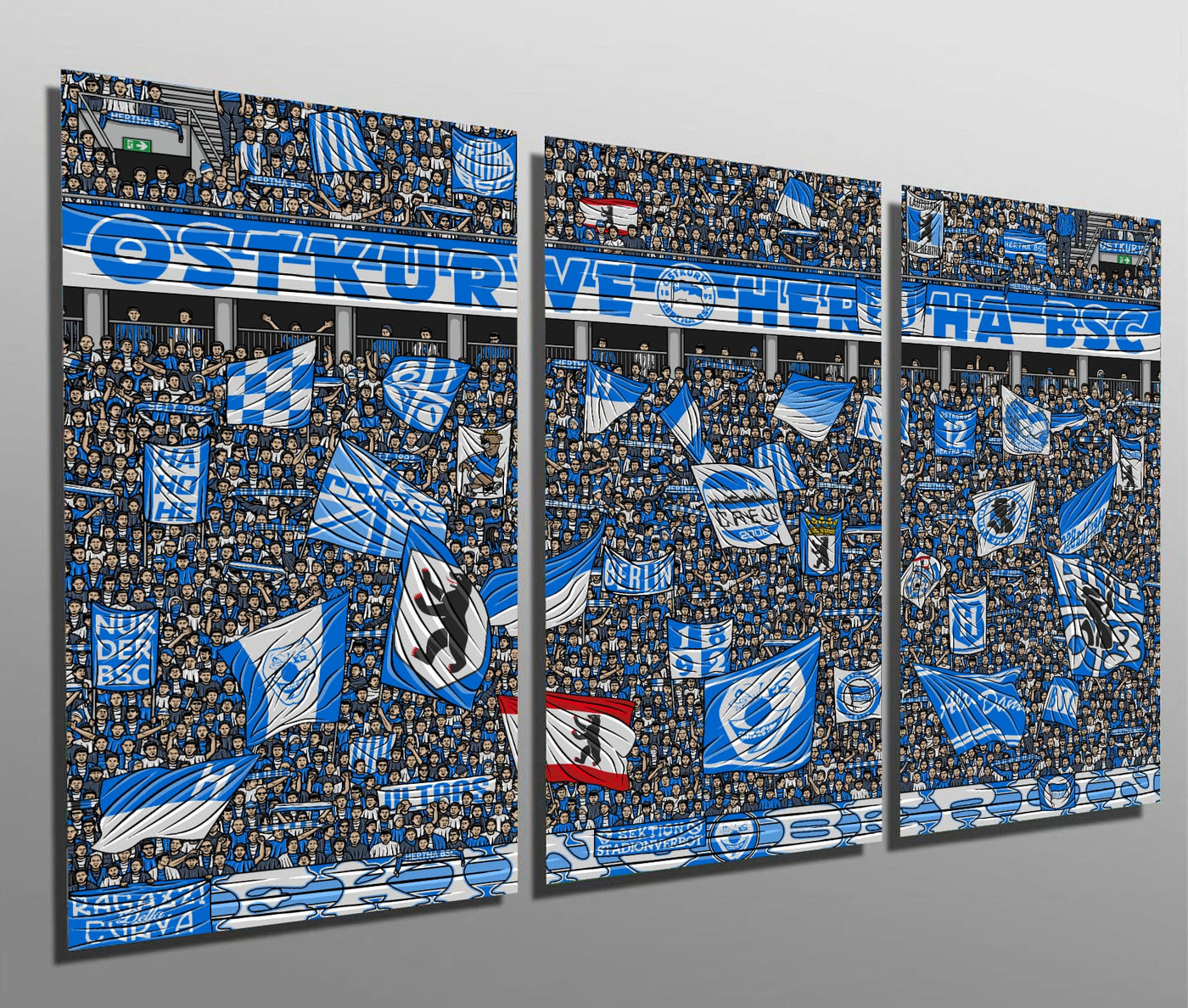 Dreiteilges Leinwandset "Ultras Berlin"