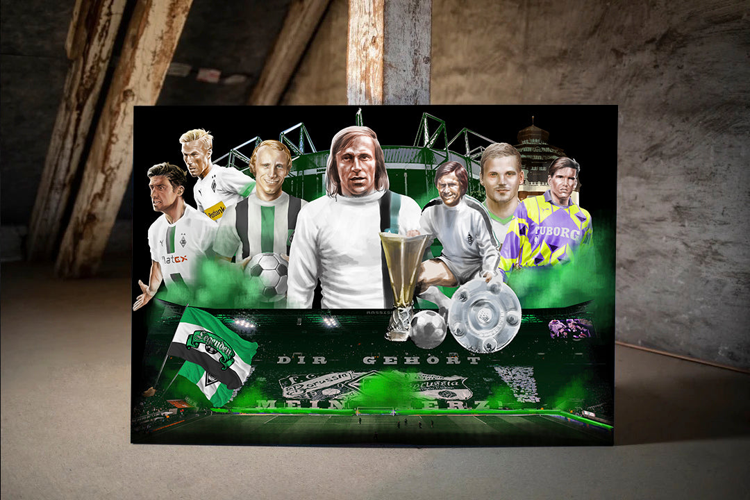 Limitierte Mönchengladbach Kunstleinwand "Legenden"