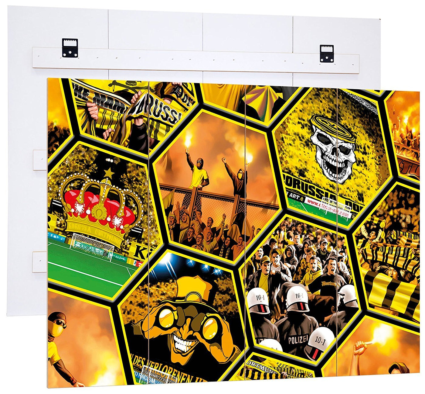 Ultras Dortmund Mosaik, MDF-Holzbild im Bretterlook