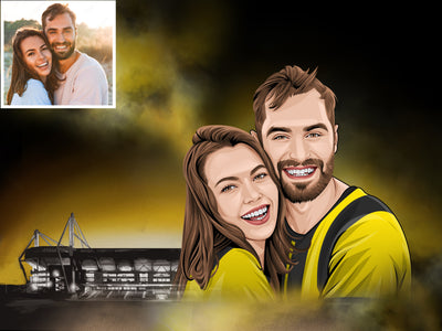Dein digital gezeichnetes Dortmund Portrait auf Leinwand (WS Hintergrund)